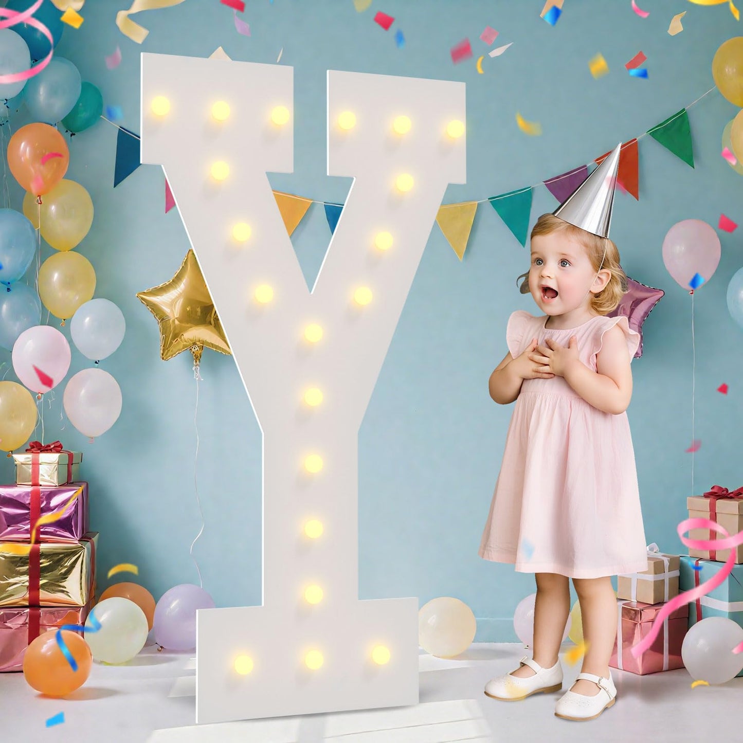 4Ft Marquee Light Up Letters  Marquee Letters Y  Pre-Cut Foam Board Set Can Be Used For Birthday Party Grad Prom Party Decoration Wedding Event Baby Shower