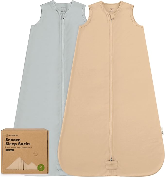 2-Pack Baby Sleep Sacks, Zipper Wearable Blanket - 0.5TOG Organic Cotton, Lightweight,Soft Cozy Toddler Sleeping Sack 12-2...