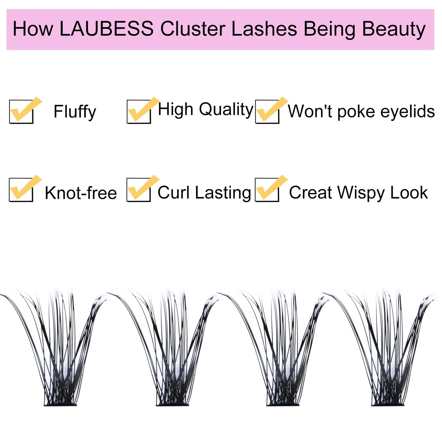 Lash Clusters LAUBESS Individual Lashes Waterproof Eyelash Clusters DIY at Home Cluster Eyelash Extensions Soft Cluster Lashes f