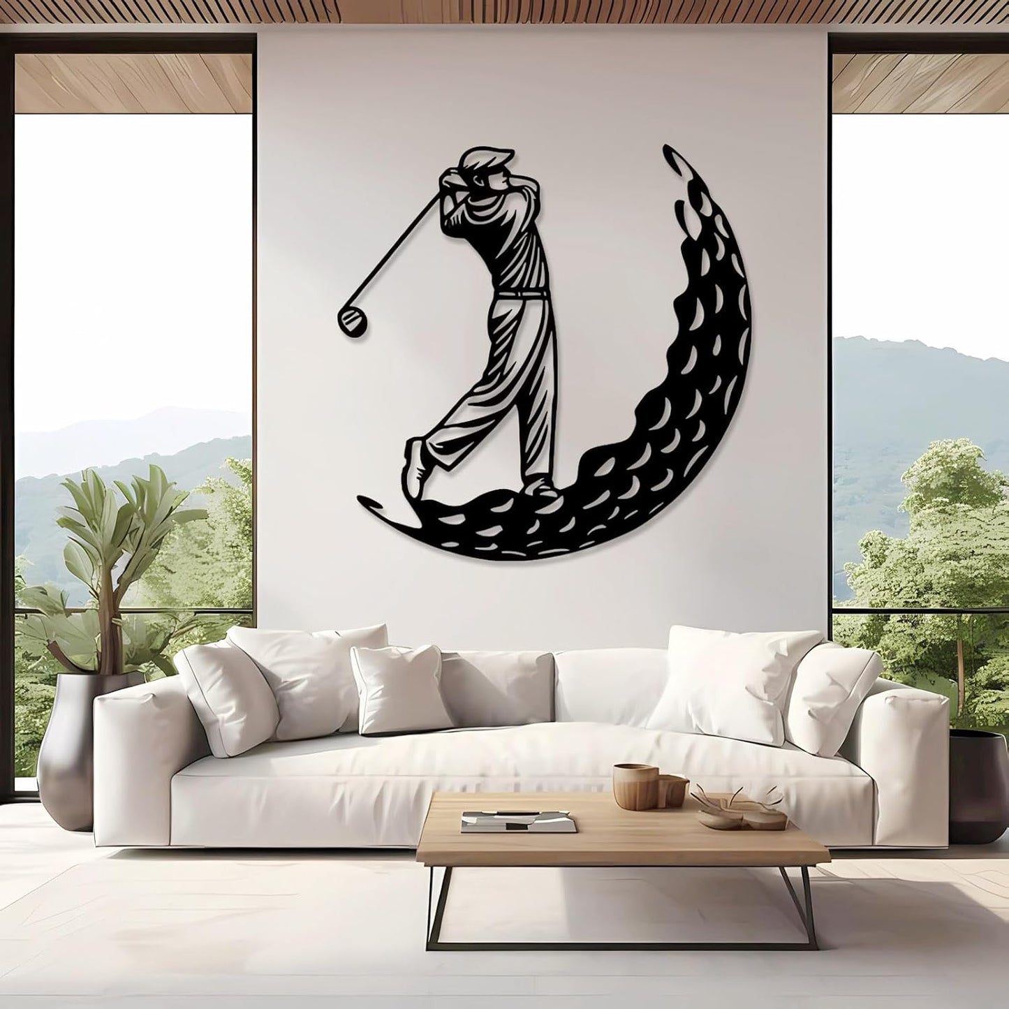 Golf Metal Wall Art, Golfer Metal Wall Decor, Golf Ball Wall Decor, Sports Wall Art, Sports Theme Wall Decor, Gift for Golf Player, Gift For Father, Home Office Wall Art, Man Cave (Silver, 32"x32"|80x80cm)
