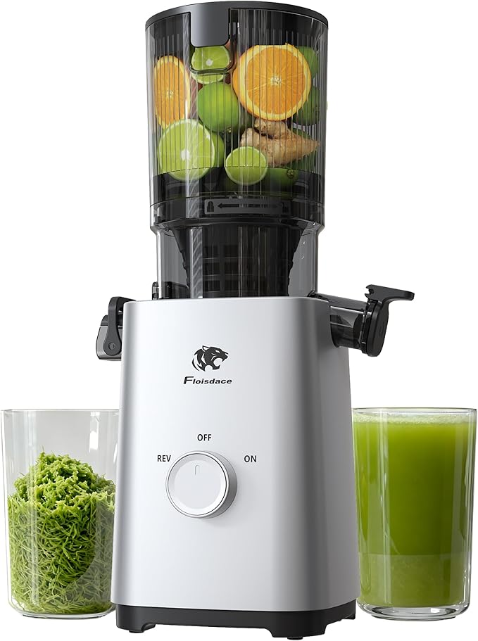 T34 Cold Press Juicer, Juicers Machines - 5.3" Large Feed Chute for Whole Fruits & Vegetables, Powerful AC Brushless Motor, 99% Juice Yield, Ultra Quiet, Easy Clean, Extra one Replace juicer strainer