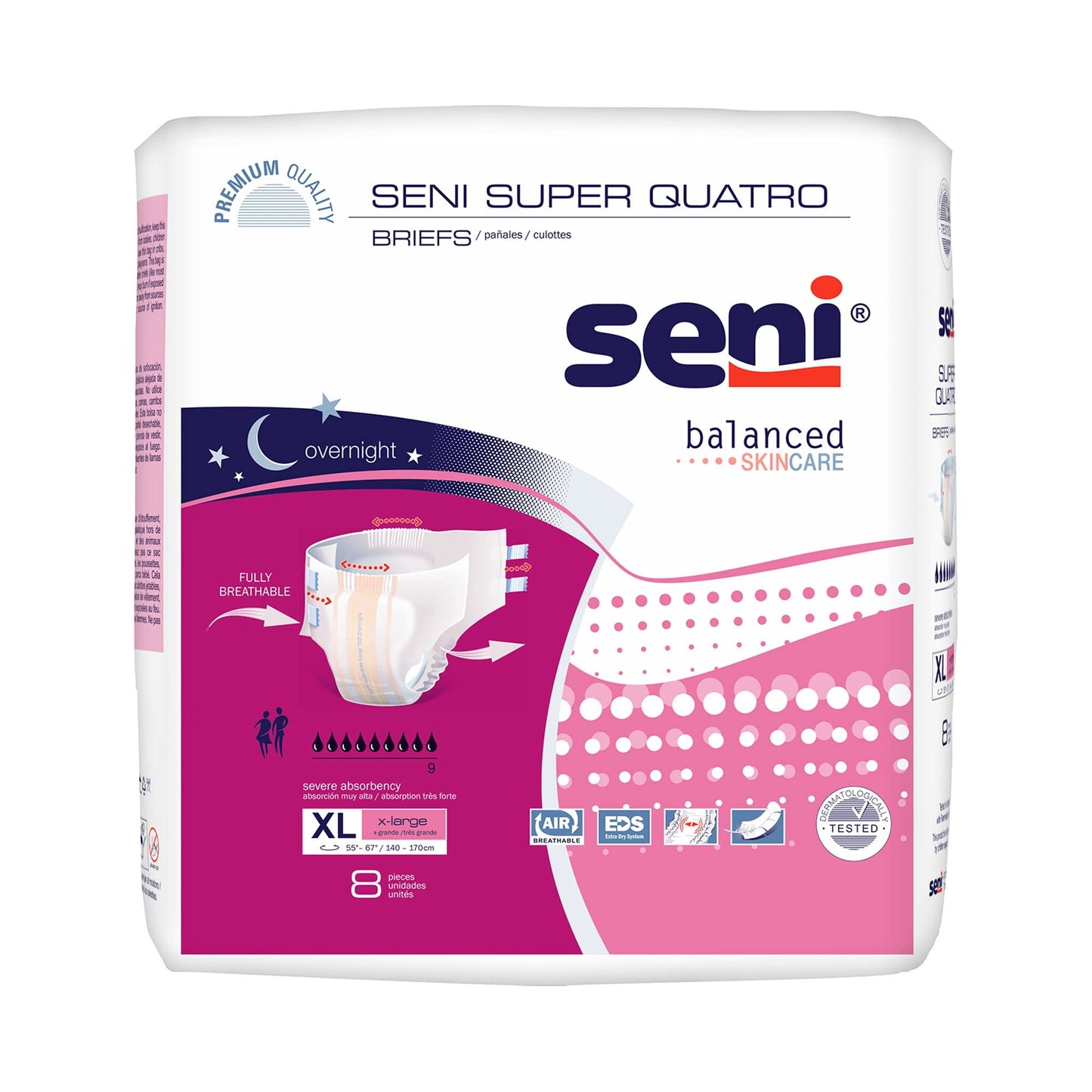 Seni Super Quatro Briefs X-Large, 32 Count