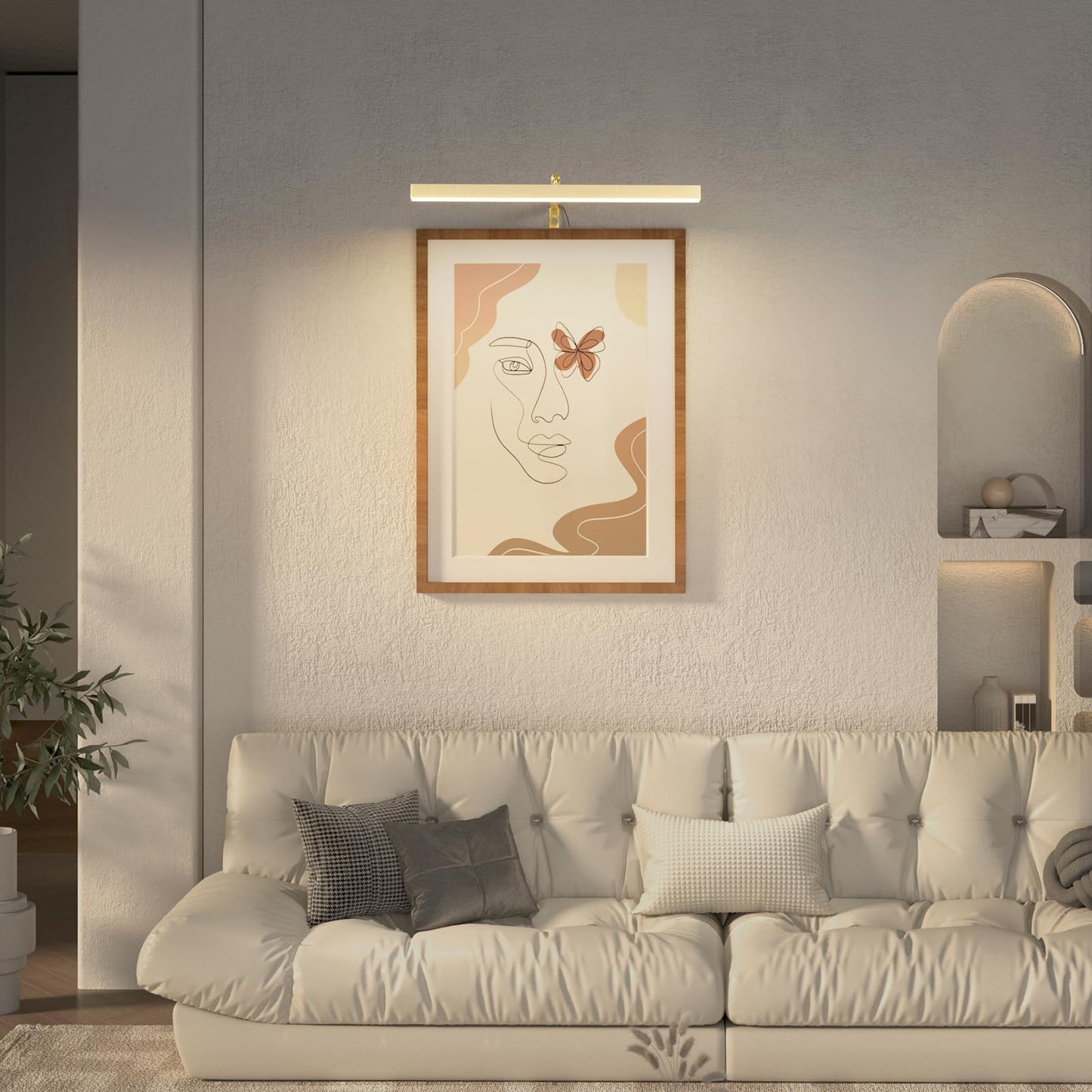 Coinmit Plug in Picture Lights for Wall, 16 inch Dimmable LED Art Light with Remote, 3 Colour Temperature Gallery Painting Wall Light for Picture Display Dartboard Art Work (Gold)
