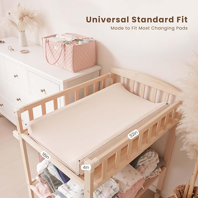 Konssy 3 Pack Stretchy Changing Pad Covers for Girl, Boy, Silky Soft Changing Table Cover, Breathable Baby Nursery Diaper Chang Pad Sheets (Coffee Check)