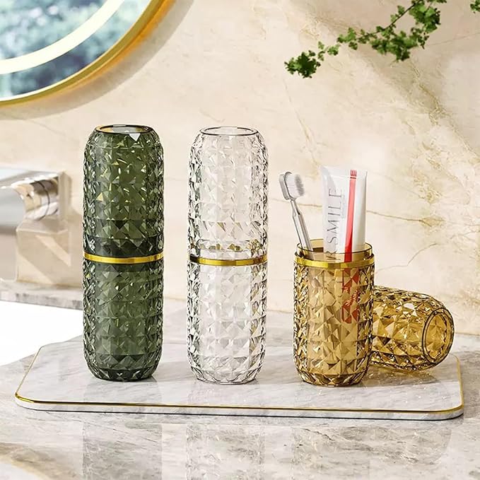 Toothbrush Holders with Cover, Portable Travel Toothbrush Case with lid, Toothbrush Container for Bathroom Countertop Organizer (Transparent)