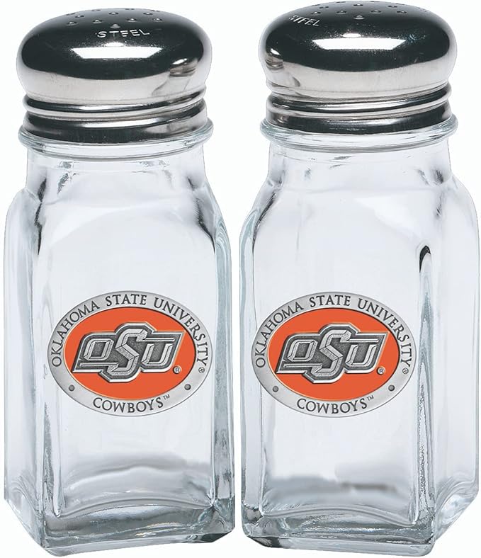 Heritage Pewter Oklahoma State Salt and Pepper Shaker Set of 2 Bottles | Expertly Crafted Pewter Glass