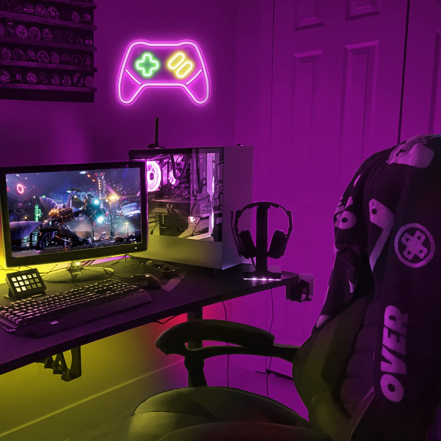 Lumoonosity Game Controller Neon Sign - Gamepad Shaped LED Light, Pink, Model NS-CTR PINK, Ideal for Gamers and Streamers