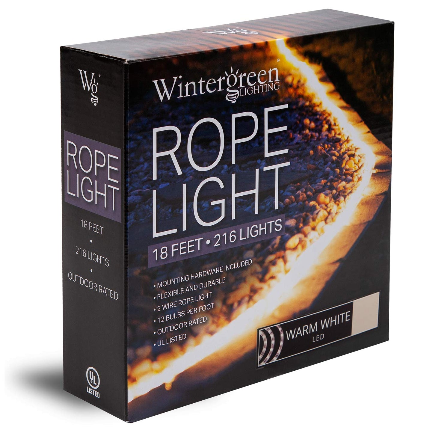 Wintergreen Lighting 18 Led Warm White Rope Light  Flexible Light Rope String Light Outdoor - Bedroom Led Light Rope  120V   Inch  2-Wire