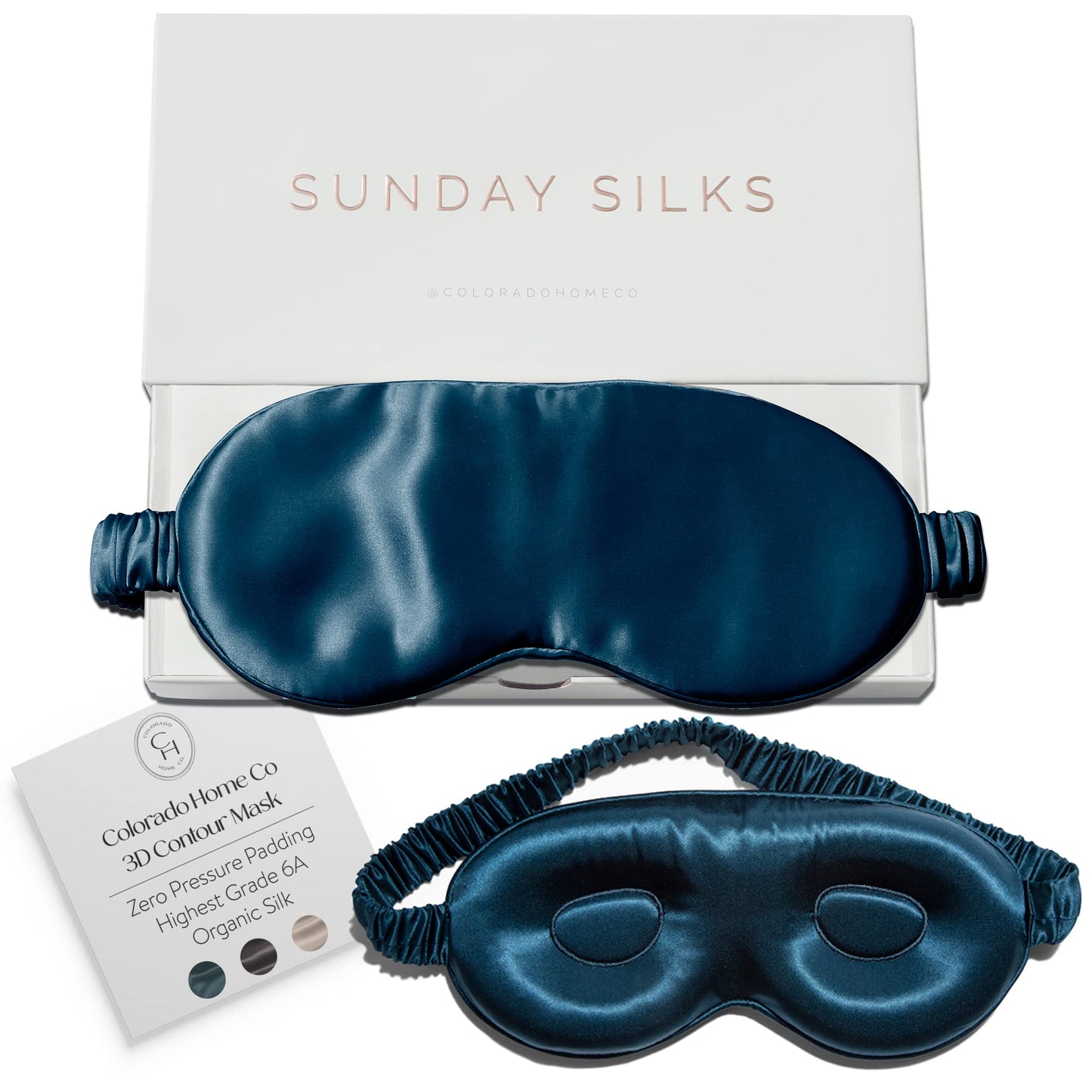 SUNDAYSILKS™ 3D Contoured Silk Sleep Mask | Padded Silk Eye Mask with Eye Cups for Lash Extensions | Blackout, Organic for Women & Men, Perfect for Travel, Slip-Free Deep Sleeping, Antifaz para Dormir