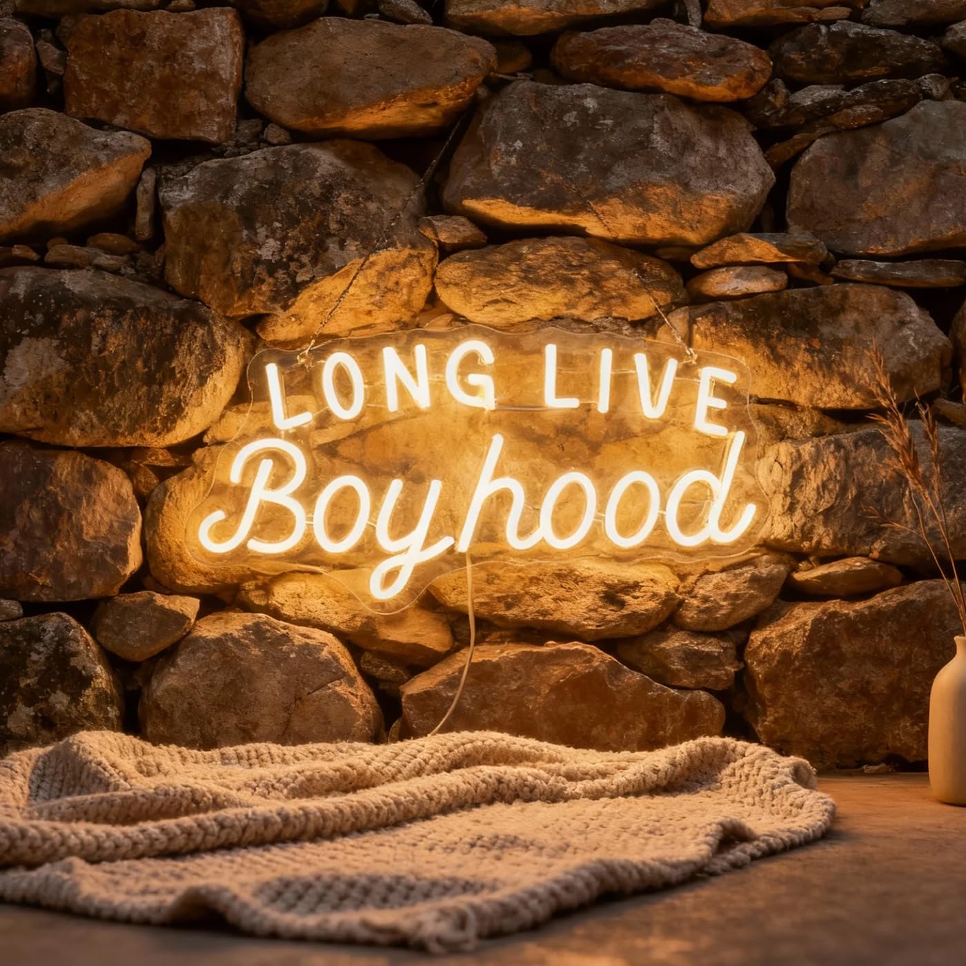 Long Live Boyhood Neon Sign  Decorative Neon Lights For KidS Room Play Room Wall Decor Neon Light Sign  Christmas Birthday KidS Gift Thanksgiving Gift(Warm White)