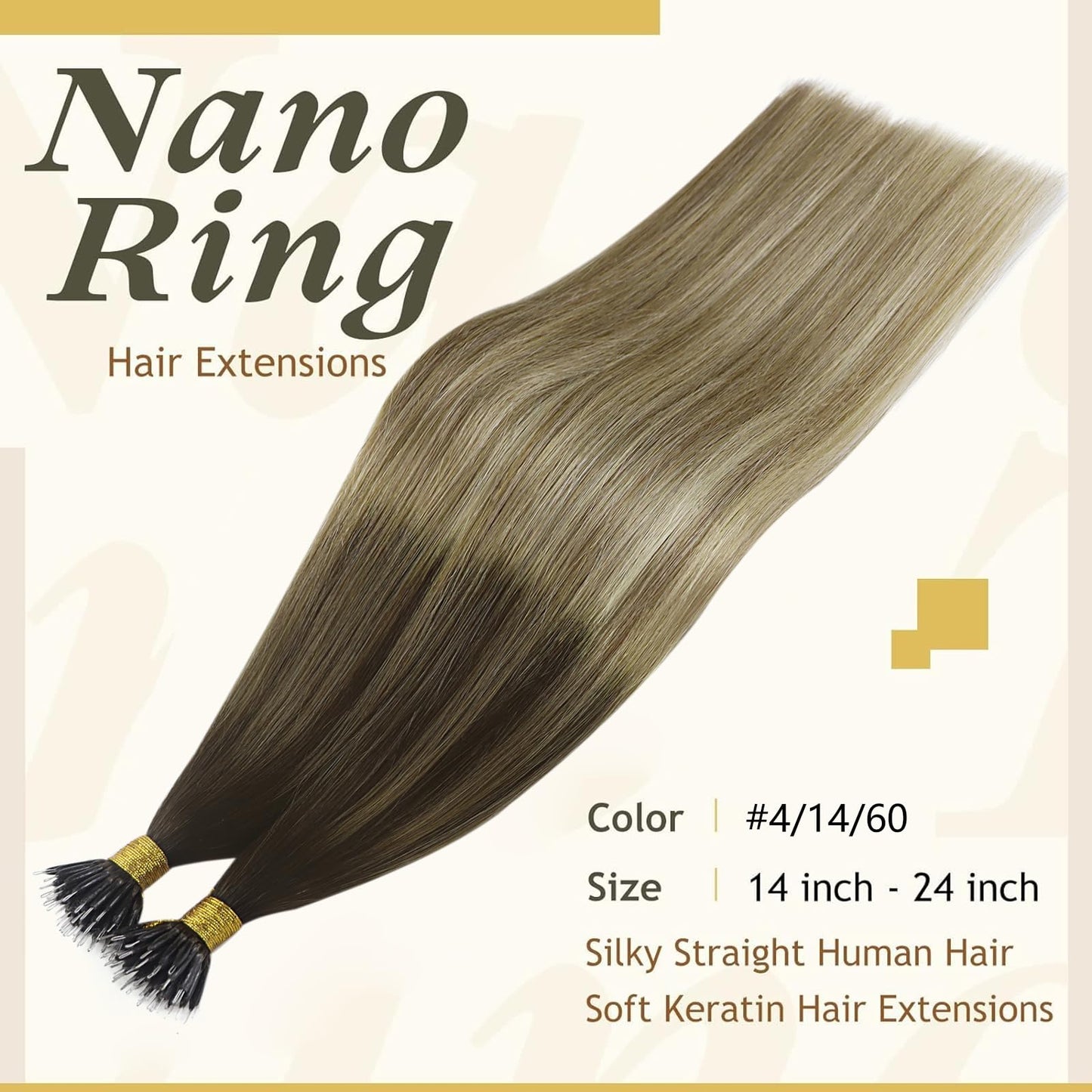 Sunny Hair Nano Bead Hair Extensions Human Hair Brown Ombre Nano Extensions Human Hair Balayage Nano Tip Hair Extensions Dark Br
