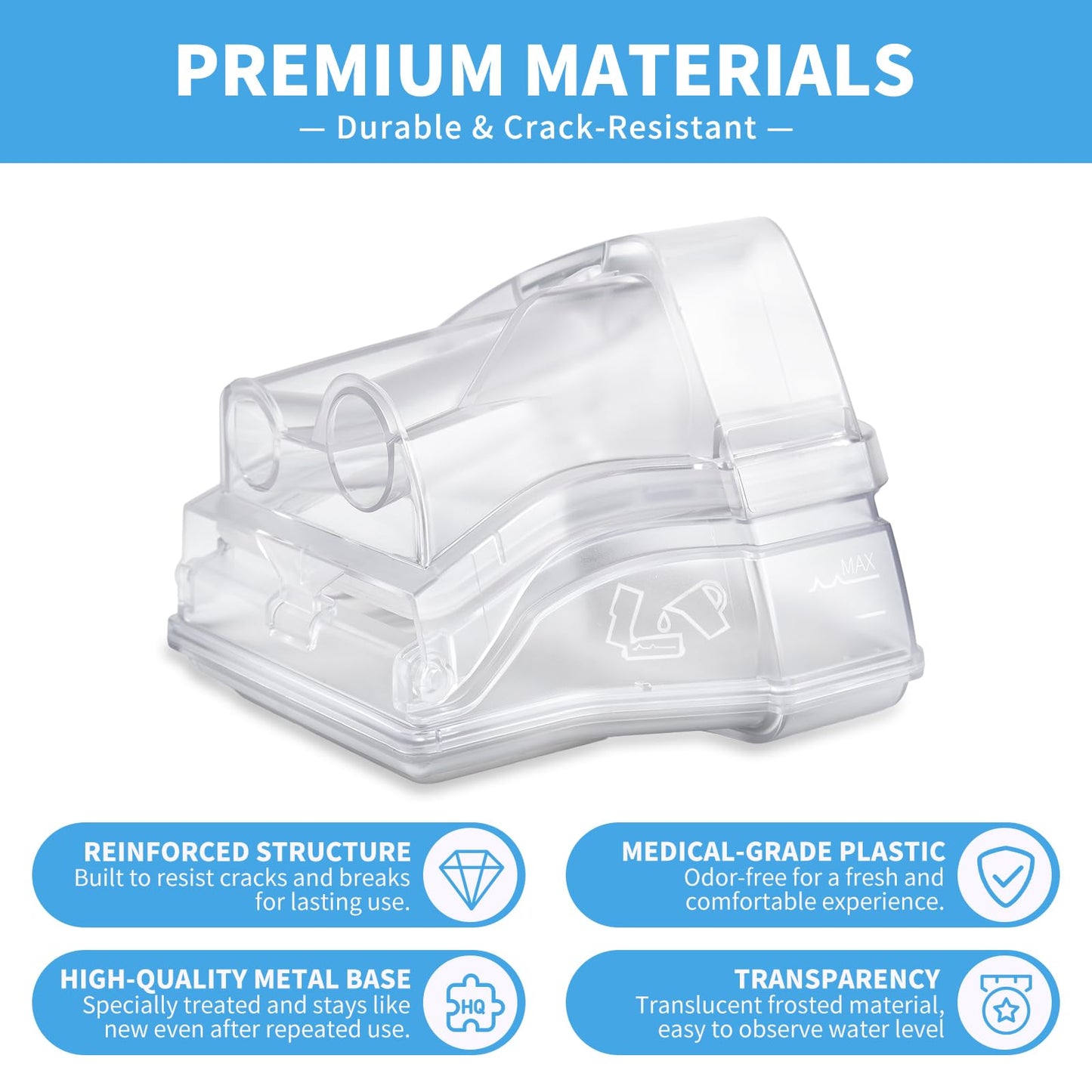 Replacement Water Chamber for ResMed AirSense 10, 380ml Water Tub with 10 Packs Filters,Easy to Install and Clean, Reliable CPAP S10 Supplies