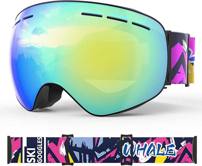 Whale Magnetic Flip-up Ski goggles, eyewear-style goggles For Men, Women And teenagers - 100% UV Protection