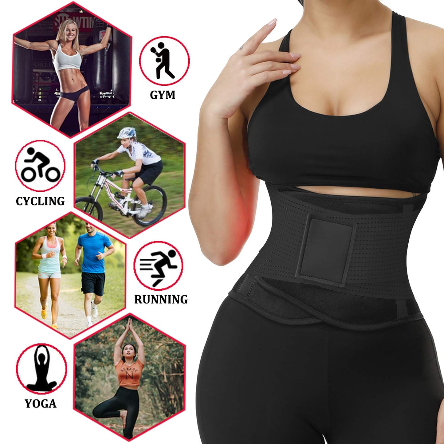 VENUZOR Waist Trainer Belt for Women - Waist Cincher Trimmer - Slimming Body Shaper Belt - Sport Girdle Belt (UP Graded)(Black,2XL)