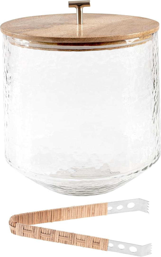 Karma, Glass Ice Bucket Airtight Lid with Tongs - 4.25L Beverage Tub Cocktail Home Bar Accessories, Wine, Beer - Chiller f...