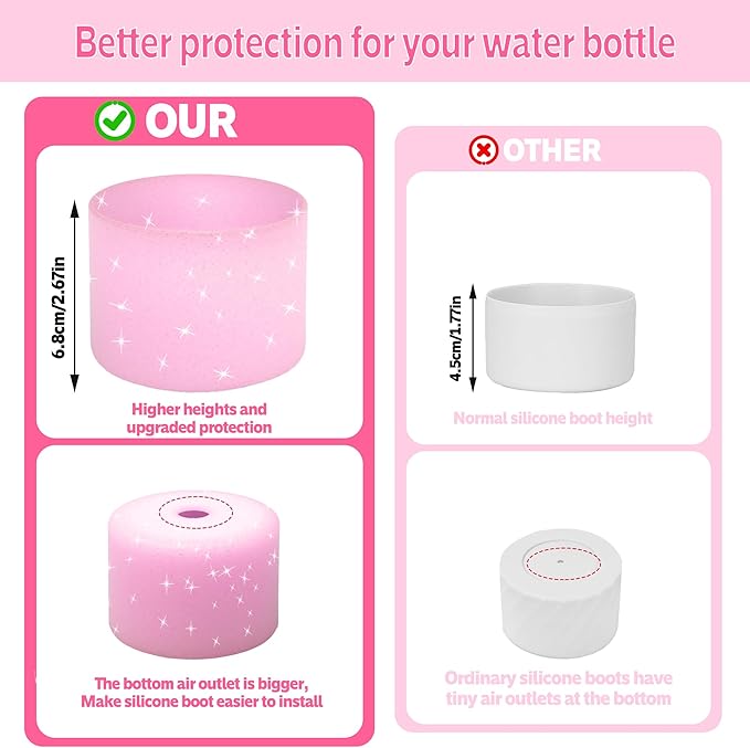 2PCS Silicone Water Bottle Boot for Owala 24oz 32oz 40oz,Anti-Slip Protective Sleeve Bottom Bumper Protector for FreeSip, Twist, and Flip Water Bottles