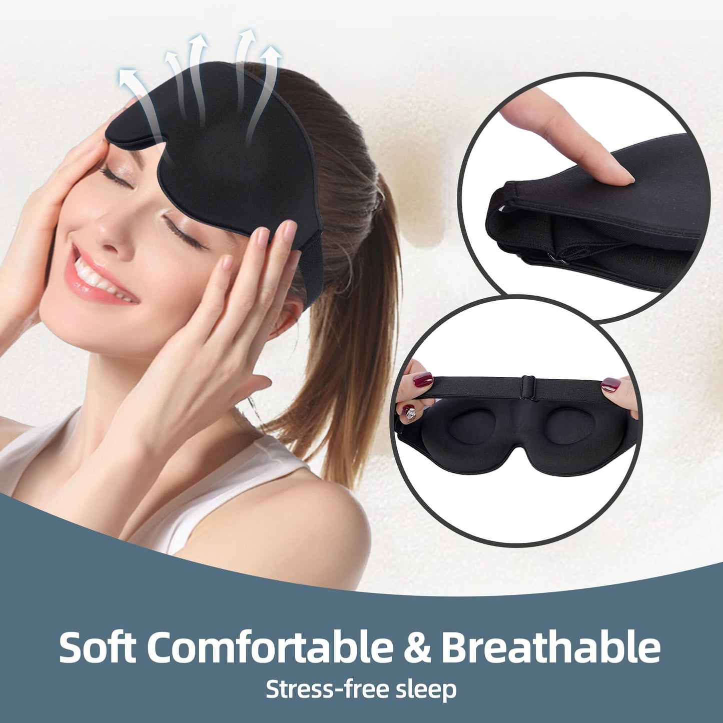 3 Pack 3D Contoured Sleep Eye Mask - with 3 Pack Ear Plugs – Soft Breathable Blackout Sleeping EyeMask for Men Women Adults – Lightweight Zero Pressure Eye Cover for Travel Naps Night Shift Meditation