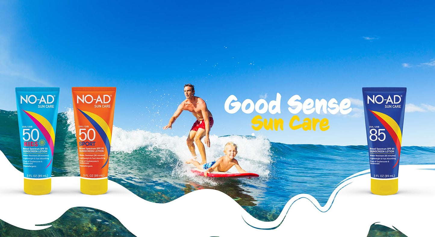 NO-AD KIDS SPF 50 Sunscreen Lotion | Non-Greasy, Waterproof Kids Sunscreen | Suitable for All Skin Types | Broad Spectrum Protec