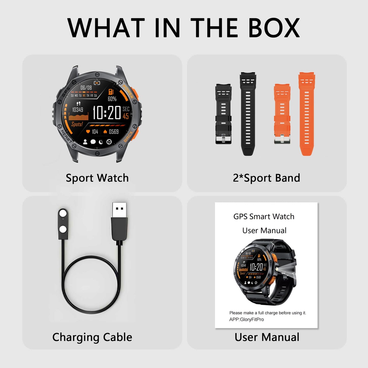 Military Smart Watch With GPS, 170+ Sport Modes Smartwatch with Heart Rate Monitor, Compass, Flashlight, GPS, Smart Watch for men,1.43" AMOLED Screen Bluetooth Call,Compatible iOS & Android (2 Bands)