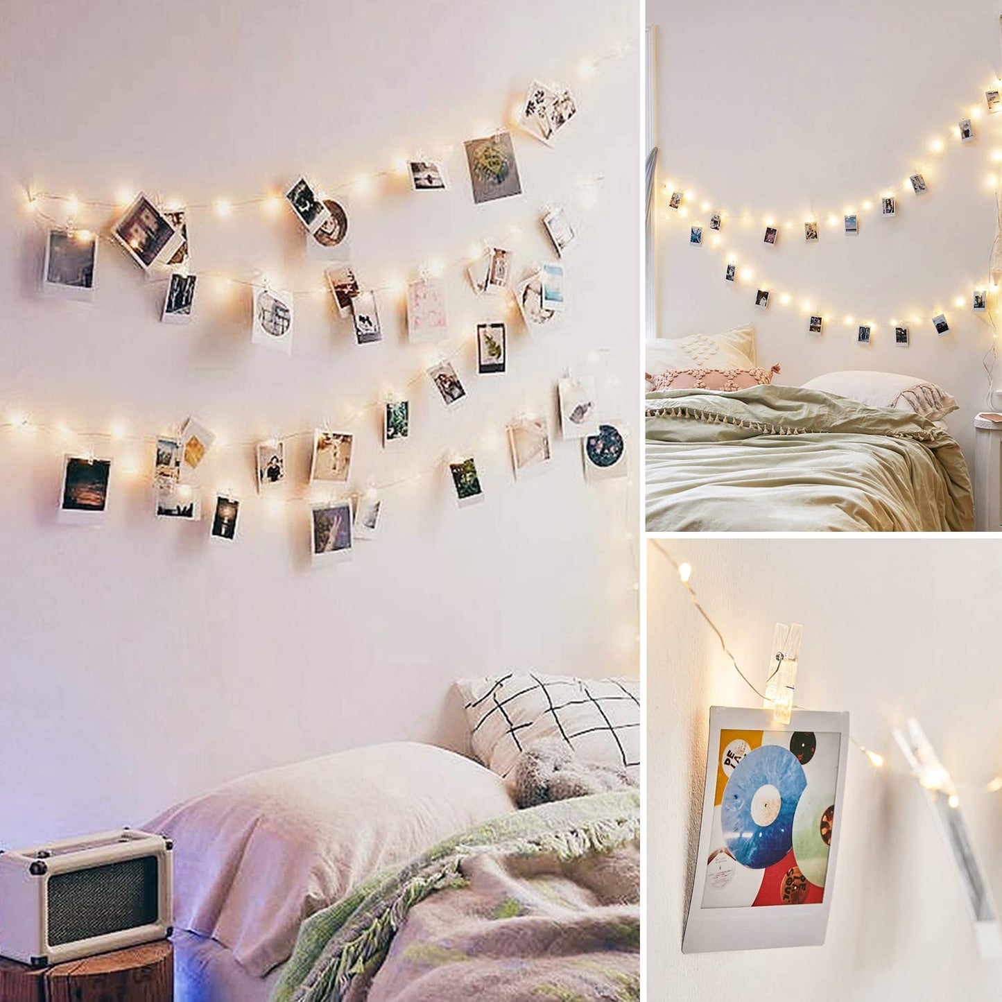 Jmtgnsep 50Led Photo Clips String Lights, Warm White, Battery Powered, 16Ft, Ideal For Indoor Decoration, Christmas, Party, Wedding