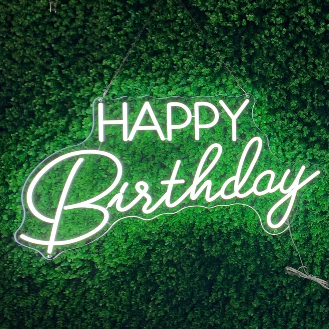 Ulalaza LED Neon Sign Night Light for Wall D?or, 16.5in  x 9.1in , Happy Birthday White, Model NE0006