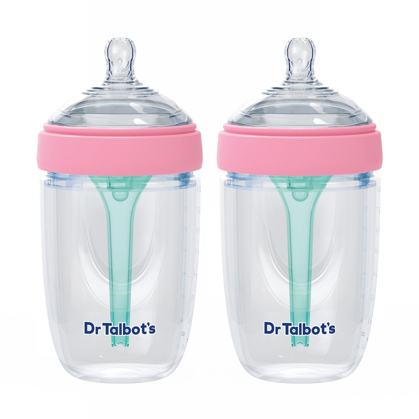 Dr. Talbot's Silicone Anti-Colic Bottles - Self-Sterilizing Baby Bottles for Newborns - (2-Pack) 8 oz - Pink