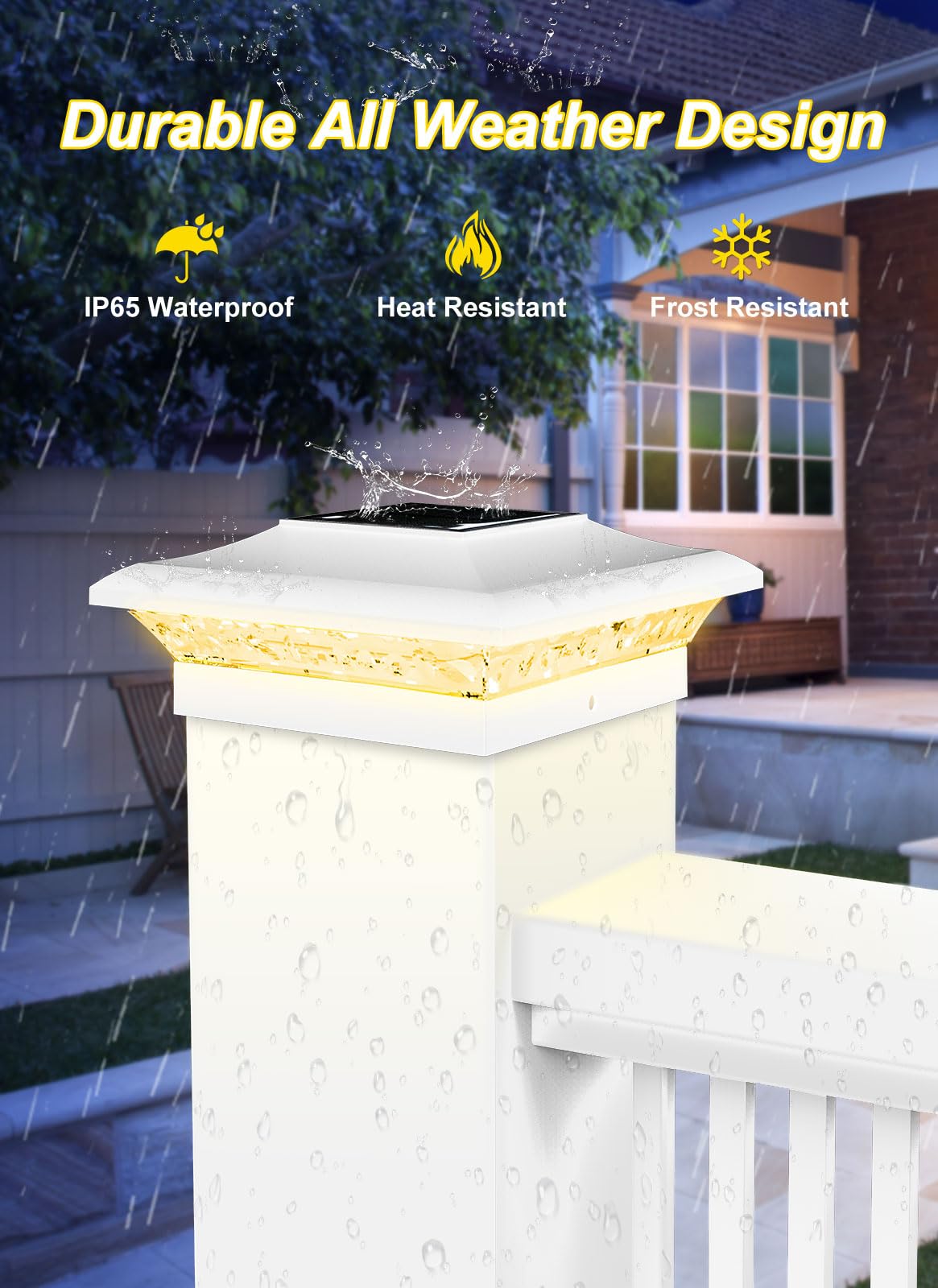 T-Sun 4X4 Post Cap Lights 12 Pack For Vinyl/Wooden Fence Auto Dusk To Dawn Outdoor Waterproof Warm & Cool White Solar Powered Deck/Patio Lighting