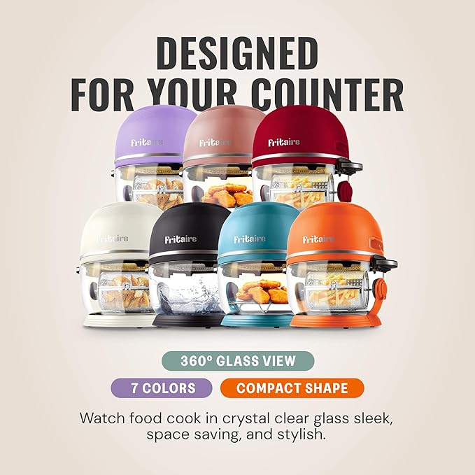 Non Toxic Air Fryer™ - Glass AirFryer 5 Quart w/ 360 Visibility, Self-Cleaning, 400F Vortex Air Fryer for Even Cooking, BPA-Free Teflon Free, 9-in-1 Functions, Rotisserie, Roast, Bake, Sage