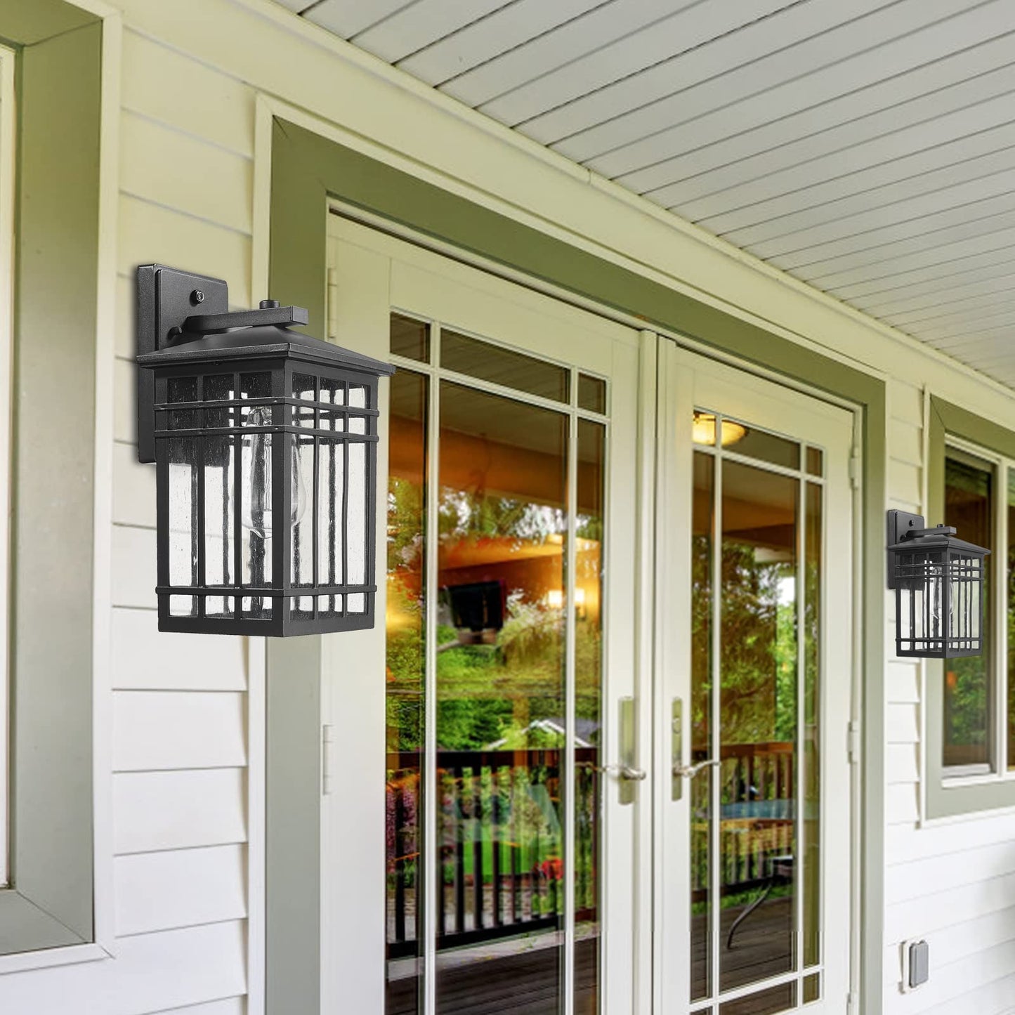 Rosient Dusk To Dawn Outdoor Wall Lantern Exterior Wall Mount Light  1-Light Outdoor Wall Lighting Fixture For Porch Garage  Patio  Hallway And Entryway (Black-Wall Light  1 Pack) Ddams-W18