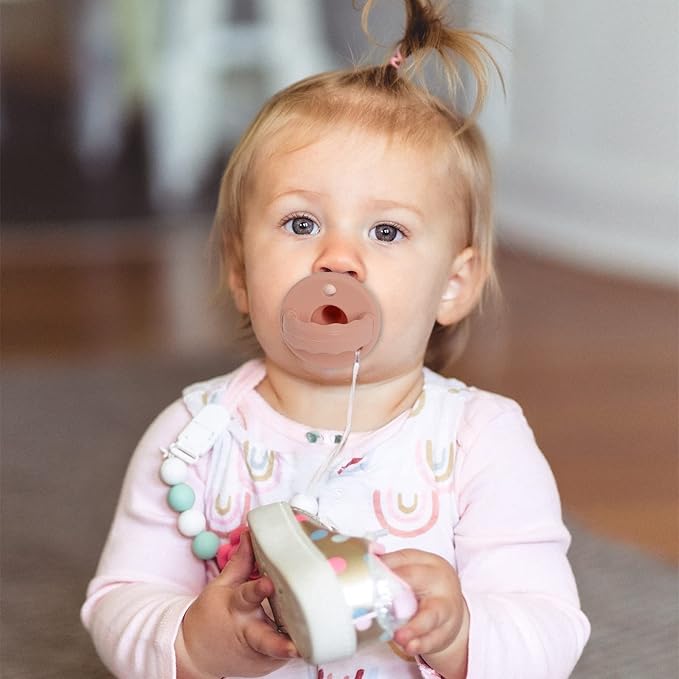 Soother Pacifier,Food Grade Silicone Pacifiers with Handle & 3 Holes for Added Safety, BPA Free, 2 Pack (Sage+Ether)