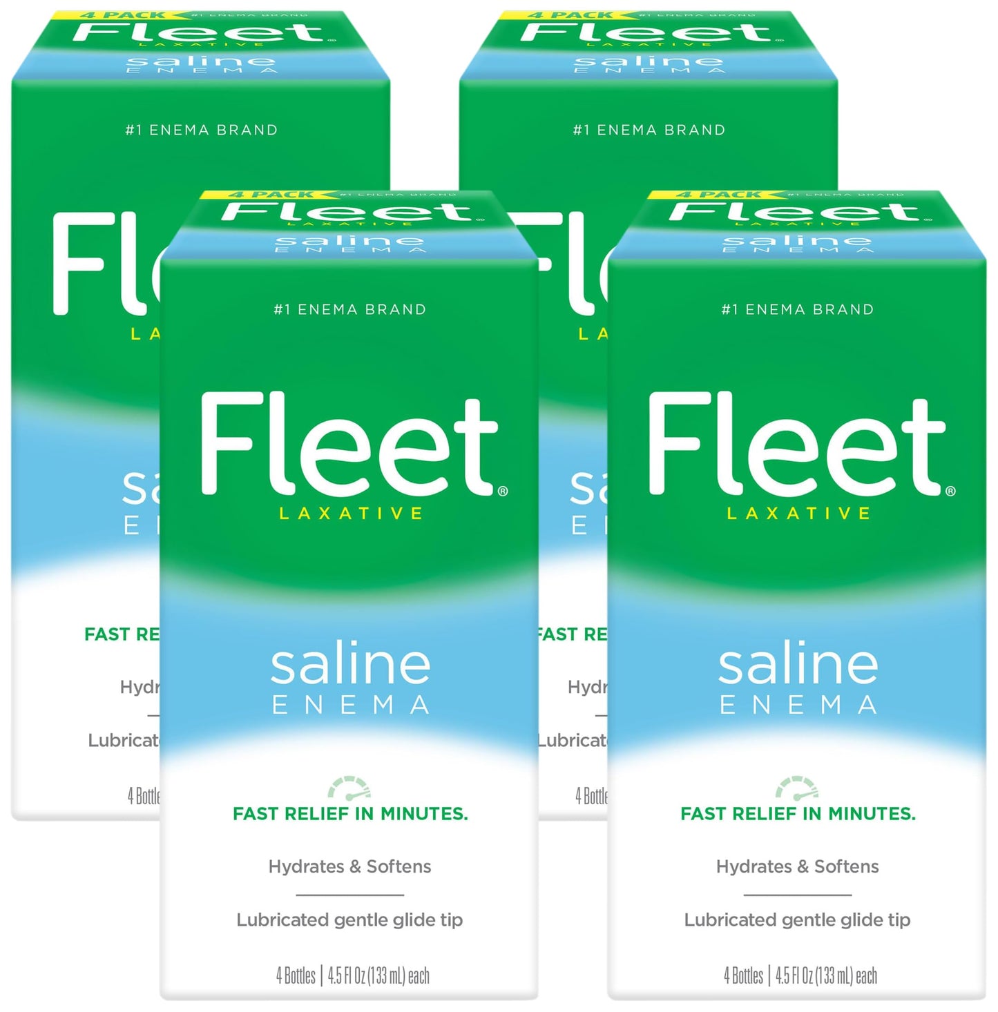 Fleet Laxative Saline Enema for Adult Constipation, 4.5 fl oz, 4 Bottles (Pack of 4)