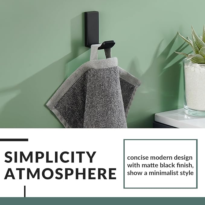 APLusee 2 Pack Bath Robe Hook, 304 Stainless Steel L Shape Coat Holder, Bathroom Home Accessories Matte Black