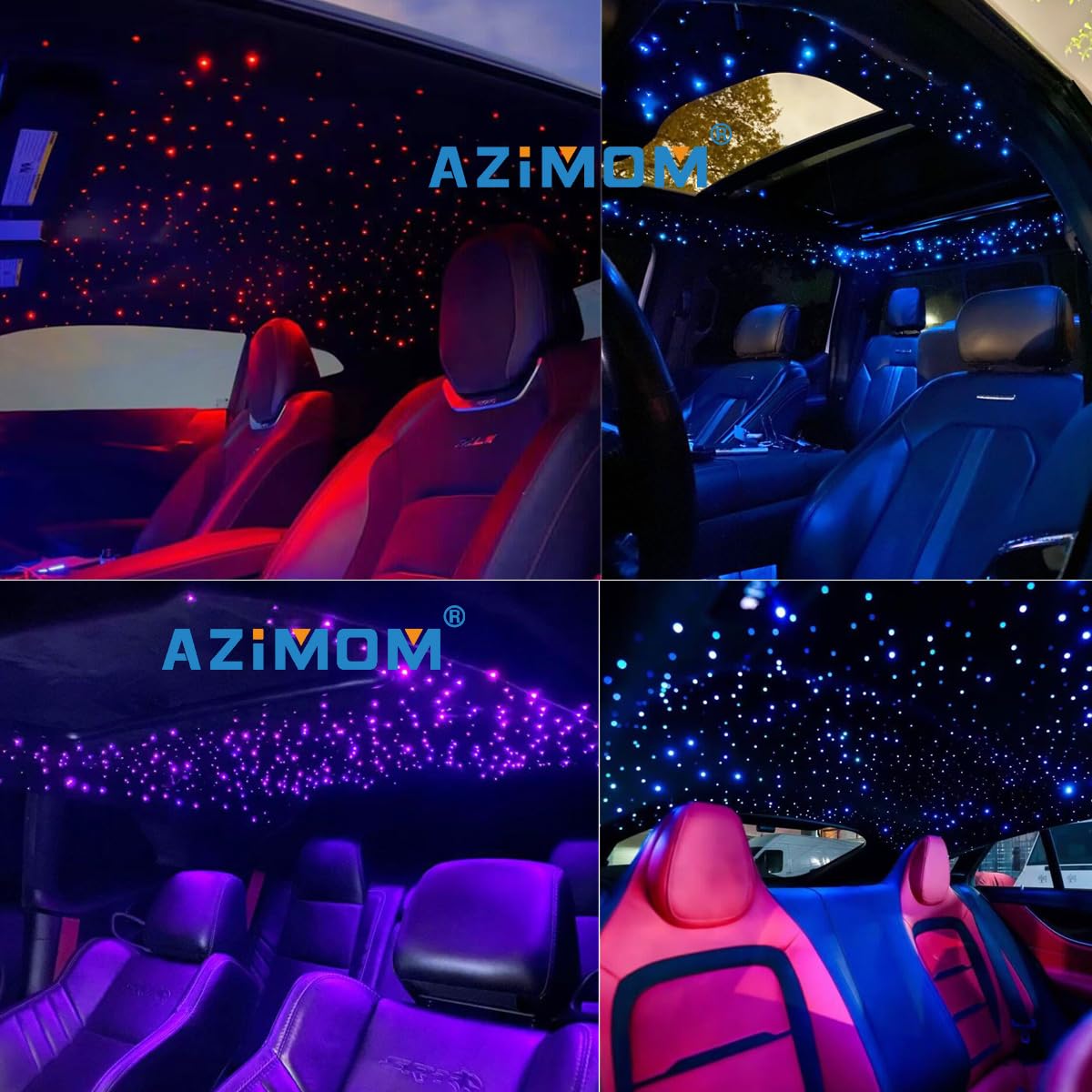 AZIMOM Mini Fiber Optic Starlight Headliner Kit, 415pcs, 0.03in+0.04in+0.06in, 9.8ft, Sound