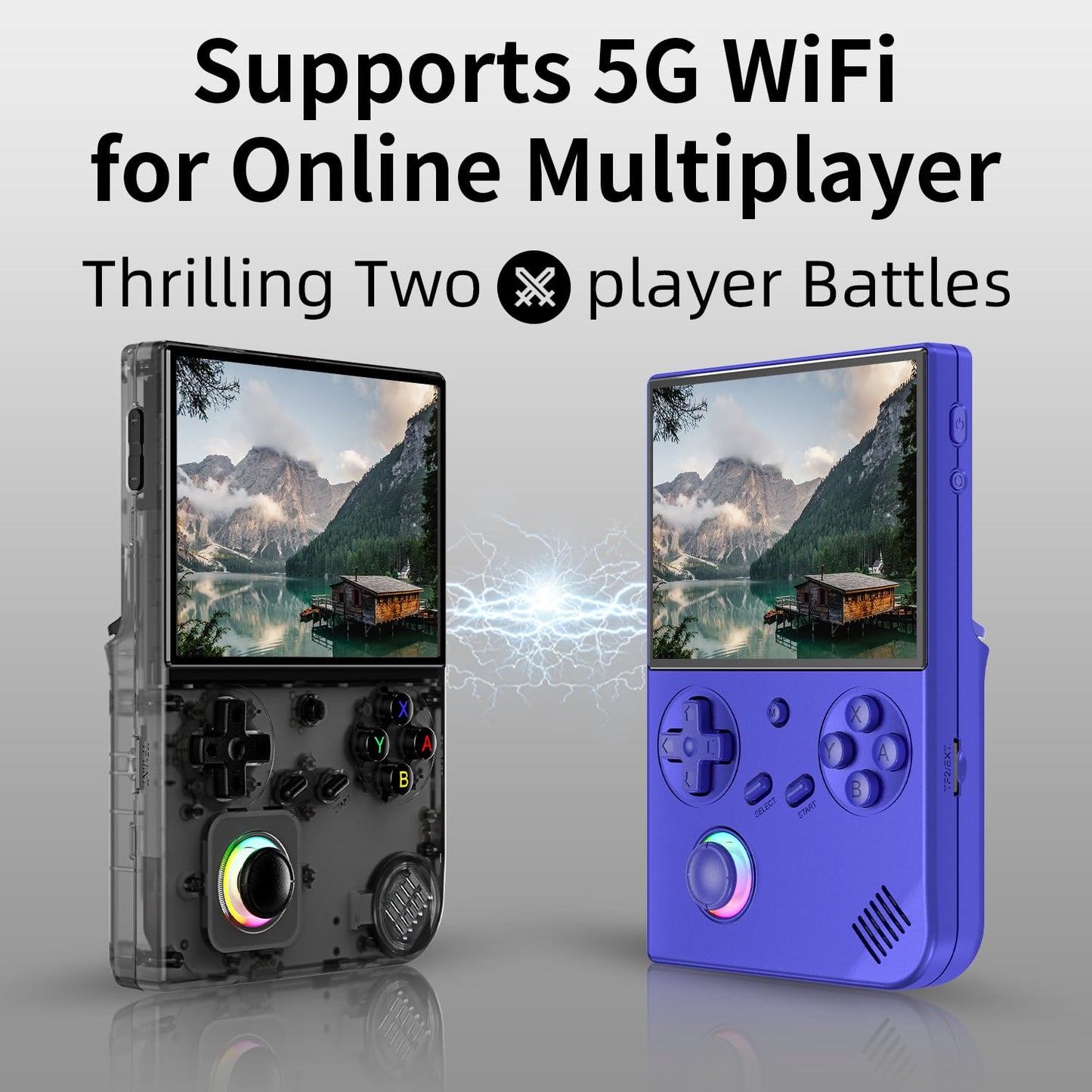 RG40XX V Retro Handheld Game Console , RG40XXV Game Console 4.0 Inch IPS Screen Linux System Built-in 64G TF Card 5017 Games Support TV Output 5G WiFi Bluetooth 4.2(Transparent Black)