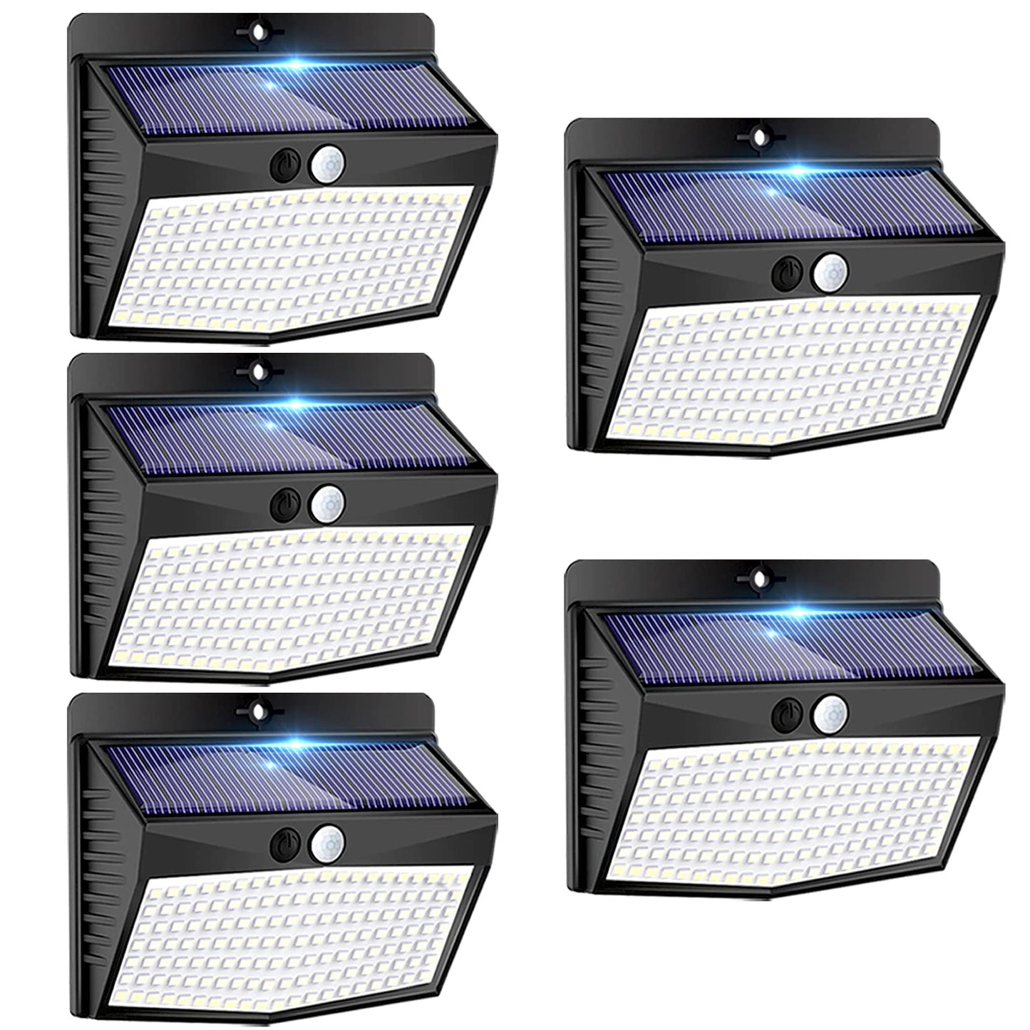 Peasur Solar Outdoor Lights - 138 LED Motion Sensor Security Lights, 3 Modes, 5 Pack, Black, Model B0BXXX5FWF