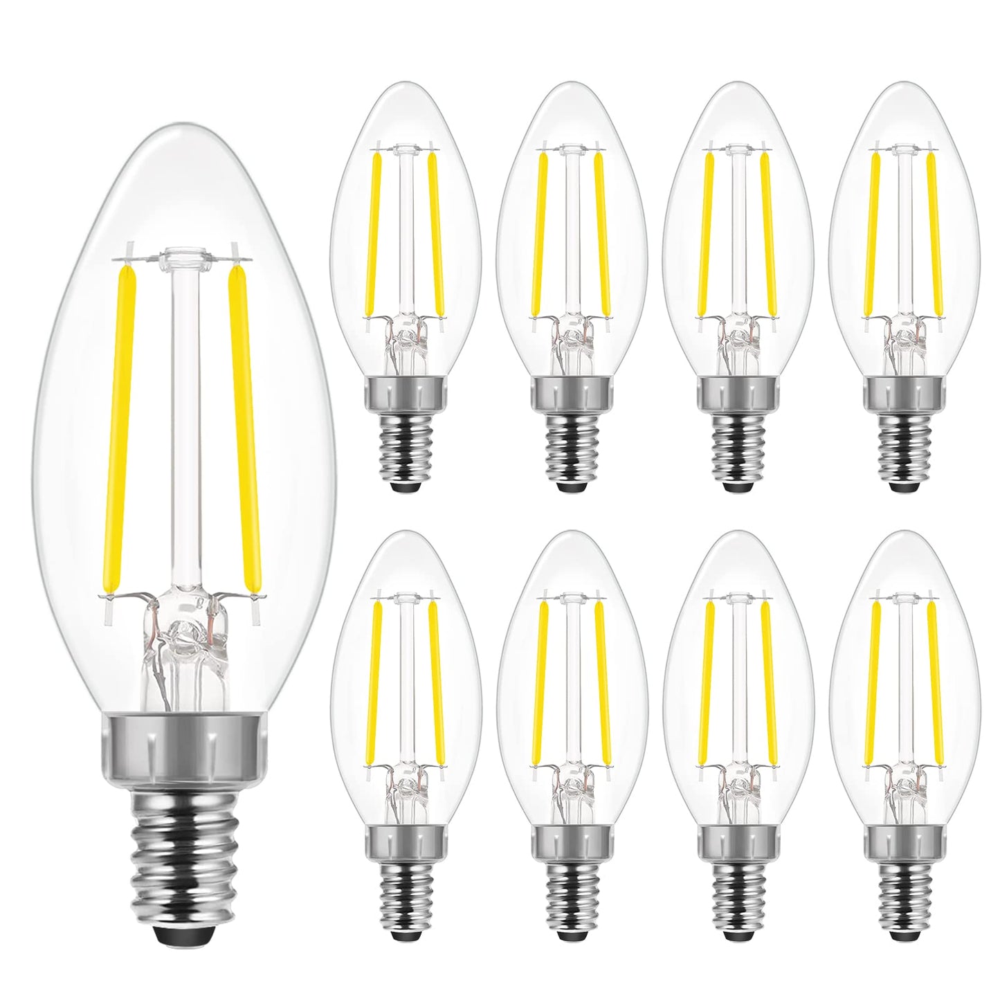 Energetic Lighting Led Candelabra Bulbs, 5000K Daylight, E12 Base, Dimmable, 60W Equivalent, 8 Pack, White