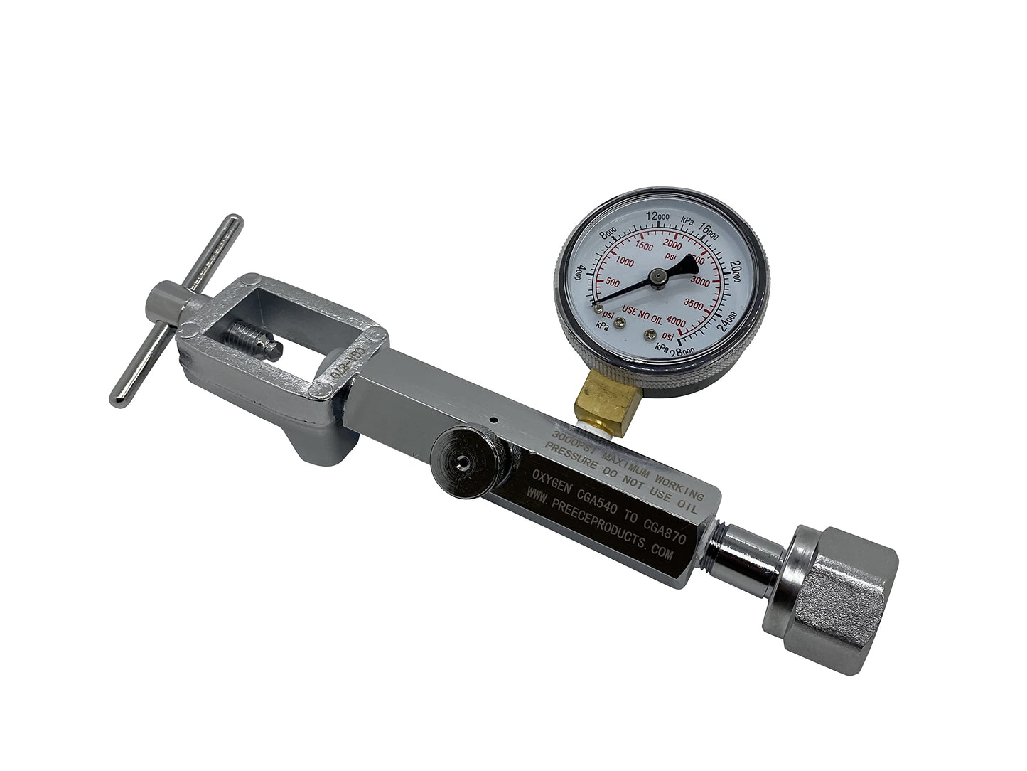 Oxygen Transfill Adaptor CGA540 to CGA870 with Bleed Valve Medical Dental Aviation
