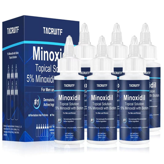 6 Packs, 5% Minoxidil with Biotin, Hair Growth Treatment, Minoxidil Hair and Beard Growth Oil, Minoxidil for Men and Women, Supp