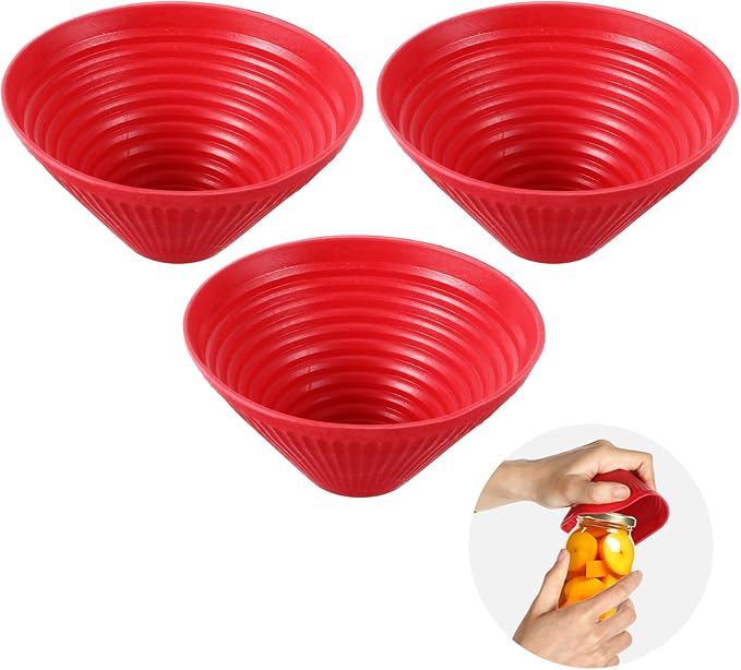 3 Pack Rubber Jar Opener, 3.7 Inch Round Silicone Jar Opener Gripper for Seniors with Arthritis Weak Hands, Non Slip Jars Lid Openers Kitchen Lid Cap Gripper Pads Multi-function Coasters