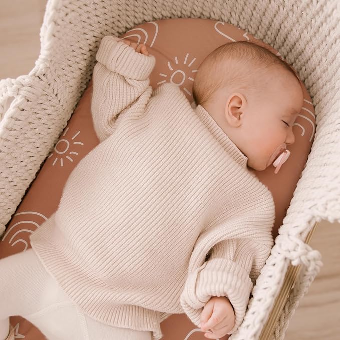 Yoofoss Bassinet Sheets Baby Girl Boy, Fitted Bassinet Sheet Set 2 Pack Universal Fit for Cradle Moses Basket Oval Rectangle Round Hourglass Mattress,Soft Breathable (Brown+Giraffe)