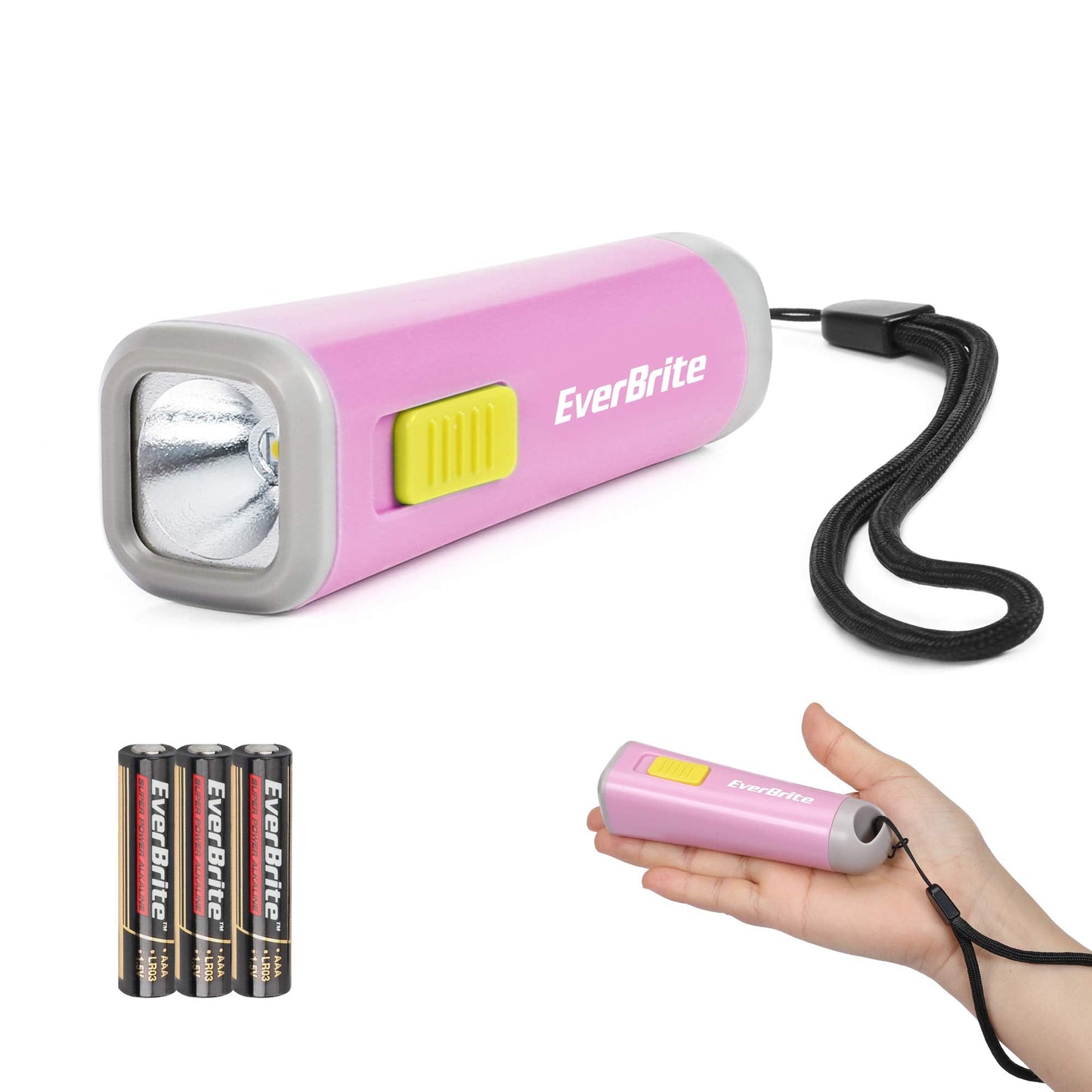 EverBrite Mini LED Flashlight, Pink, 3AAA Battery Included, Model E012046, Ideal for Emergencies and Camping