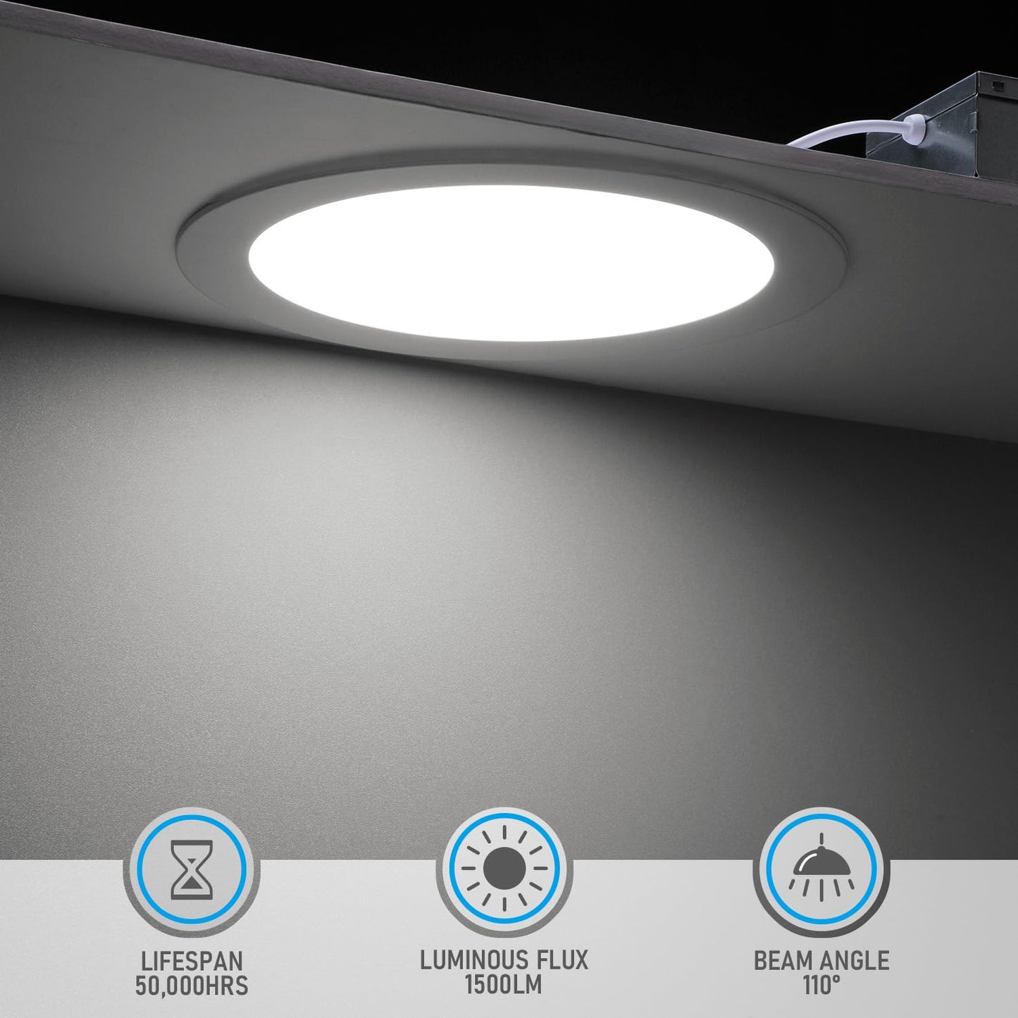 TORCHSTAR 12-Pack Ultra-Thin LED Recessed Lighting, 8 Inch, Aluminum, Daylight 5000K, Dimmable, Model A-49989, 1500