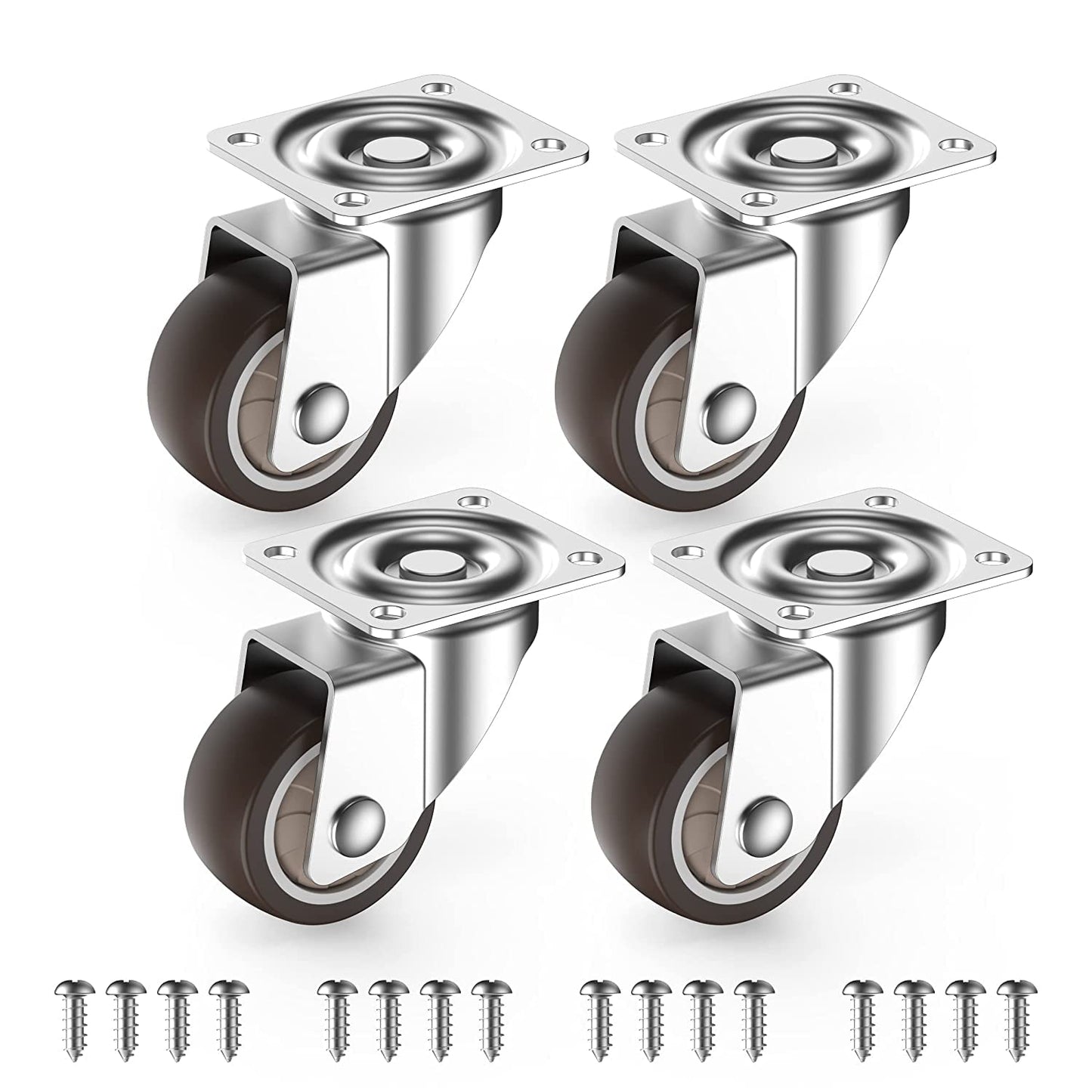 HOLKIE 1 inch Small Caster Wheels for Furniture Low Profile Casters Set of 4 Total Capacity 90 Lbs Perfect Wheels for Small Project,Nightstand,Side Table (No Brake)