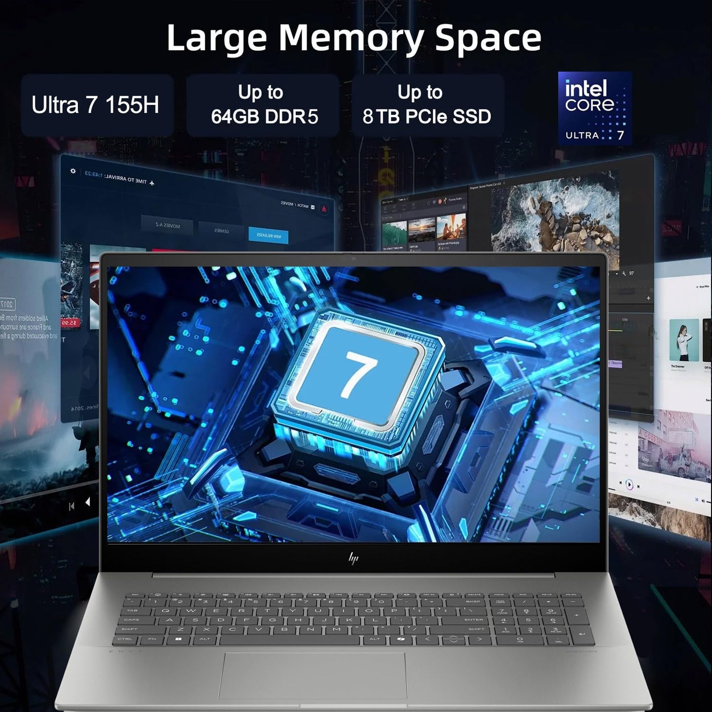 Hp 2024 Envy 17.3 Copilot Ai Laptop, 17.3 Fhd Touchscreen, Intel Core Ultra 7 155H, 32Gb Ddr5 Ram, 1Tb Ssd, Backlit Keyboard, Nu