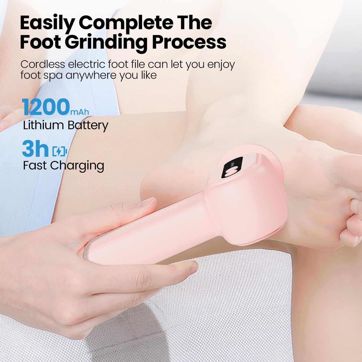 Electric Callus Remover for Feet, 2 in 1 Cordless Foot File Grinder Scrubber for Dead Skin, Adjustable Speed Rechargeable with S