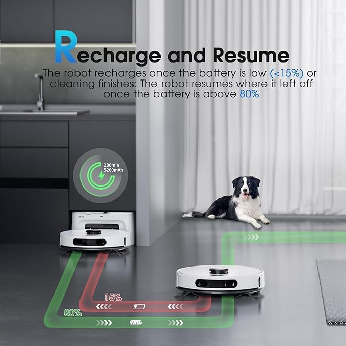 Robot Vacuum and Mop, 3-in-1 Robotic Vacuums Cleaner with LiDAR Navigation Smart Mapping & Max Strong 6000Pa Suction, Self Emptying Bases for 70 Days-White