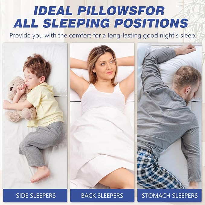 Hotel Collection Bed Pillows for Sleeping 2 Pack Standard Size Cooling Pillows Set of 2 for Back, Stomach or Side Sleepers, Super Soft Down Alternative Microfiber Filled Pillows