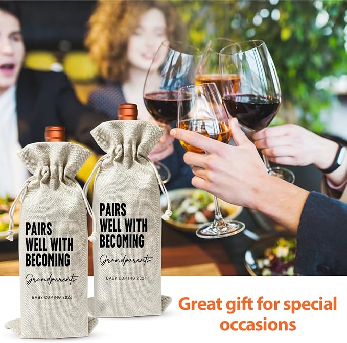 Becoming A Grandparent Gift, Grandparent To Be Gift Wine Bag, Promoted to New Grandparent Gift, Baby Announcement Gift for New Grandparent, Baby Shower or Party Favor, Baby Pregnancy Reveal Gift