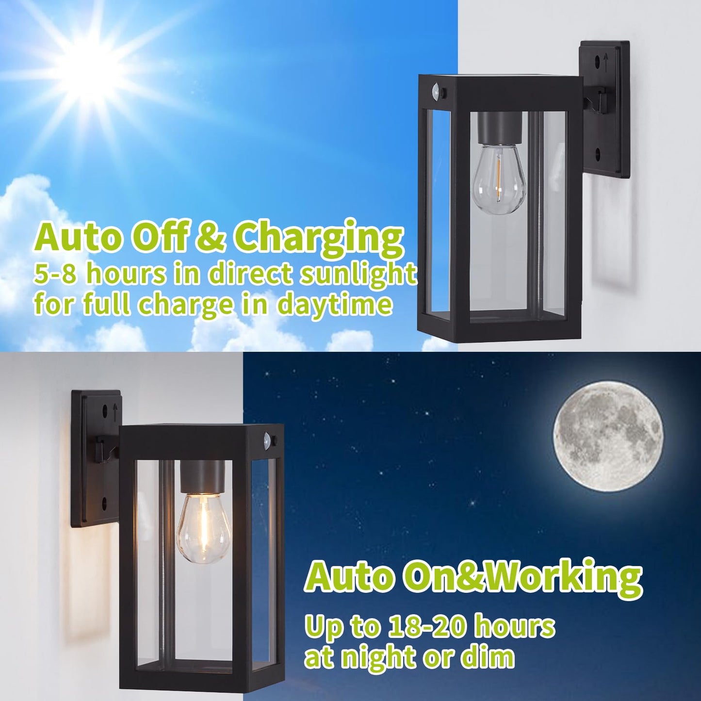 Mdenlt 2 Pack Solar Porch Lights Outdoor Solar Wall Lights With 3 Lighting Modes&Motion Sensor  Dusk To Dawn Sconce Lights Wall Mount Exterior Wall Lantern Light Fixture For House  Garage Patio Shed