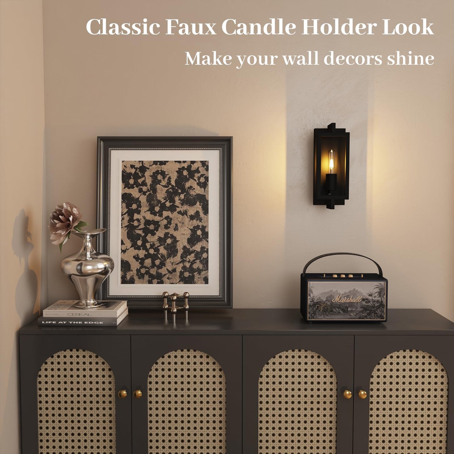 ThyFenno Vintage Wall Lights with Remote Control, Dimmable, Rechargeable, Matte Black Finish, Easy Install